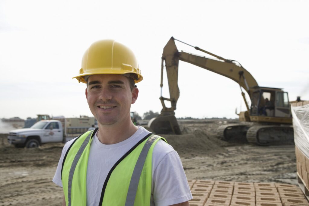 man with his hard hat