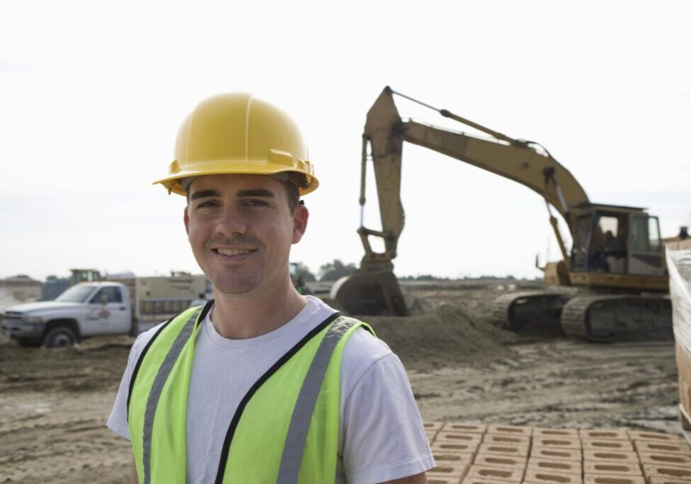 man with his hard hat